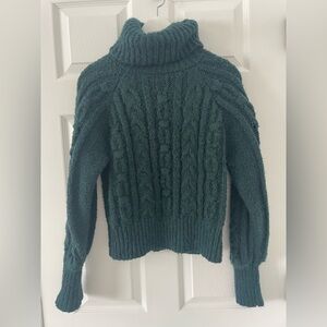 Youth Teal Cable knit Sweater